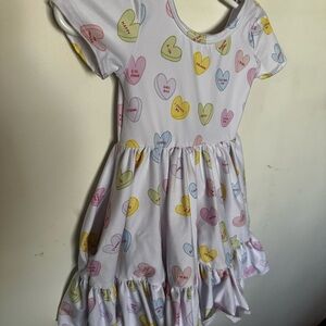 Charming Heart Print Kids Dress